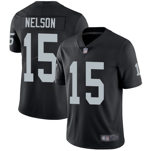 Men Oakland Raiders Limited Black J  J  Nelson Home Jersey NFL Football #15 Vapor Untouchable Jersey